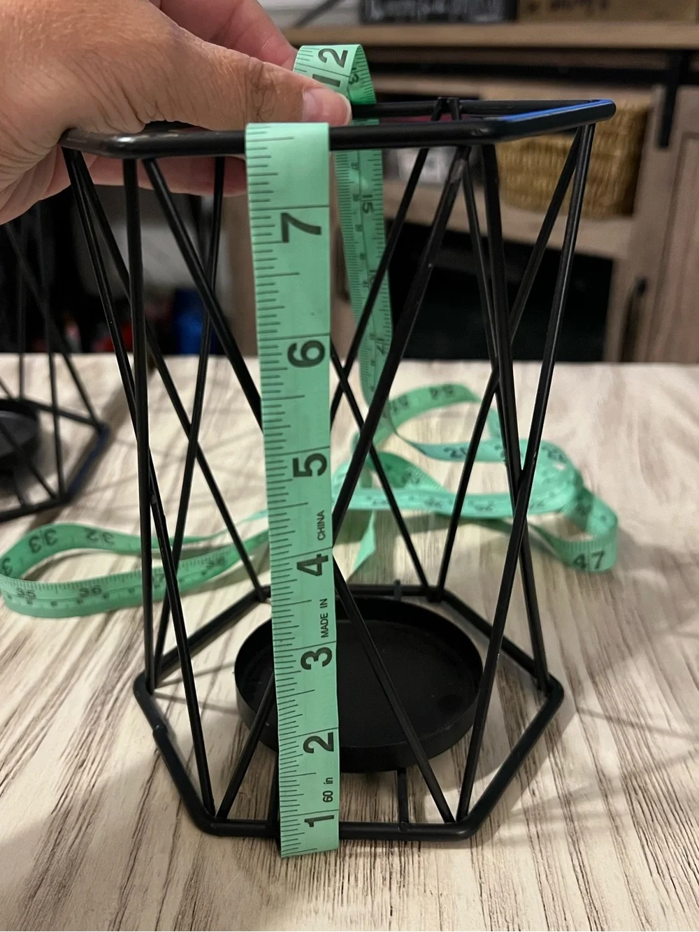 Set of 4 Black Metal Geometric Candle Holders Modern Farmhouse Decor